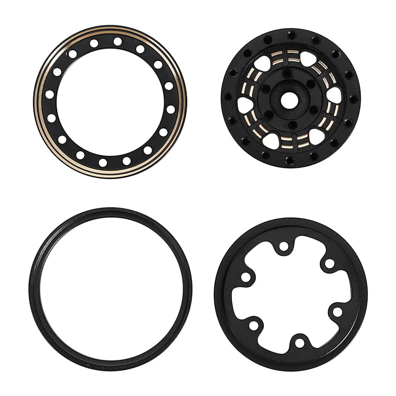 INJORA 1.0" Black Brass Beadlock Wheel Rims Deep Dish Negative Offset 3.15mm For 1/24 RC Crawlers (4) - HeliDirect