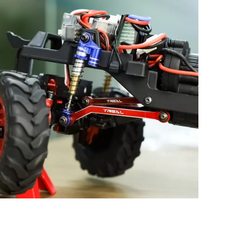 TREAL High Clearance Links - Alu 7075 Chassis Lower Linkages For 1/24 FMS FCX24 (Red) - HeliDirect
