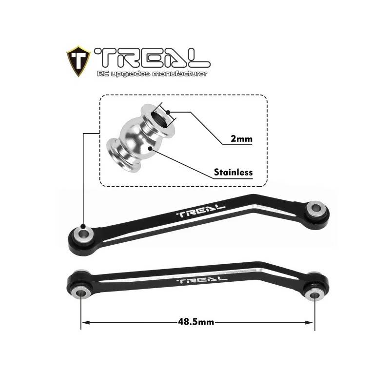 TREAL High Clearance Links - Alu 7075 Chassis Lower Linkages For 1/24 FMS FCX24 (Red) - HeliDirect