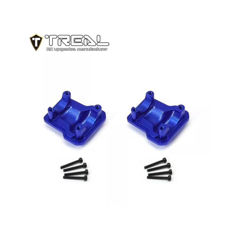 Treal Alu 7075 Axle Diff Covers CNC Machined Upgrades For 1/18 TRX-4M (Blue) - HeliDirect