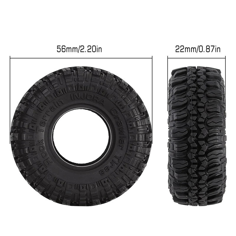 INJORA 1.0" 56*22mm Soft Rubber Rock Terrain Tires For 1/24 RC Crawlers (4) (T1005) - HeliDirect