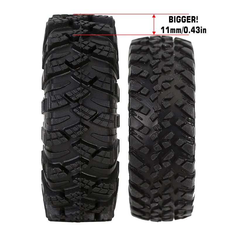 INJORA 1.0" 62*20.5mm S5 Soft Rubber Mud Terrain Tires For 1/24 RC Crawlers (4) (T1007) - HeliDirect