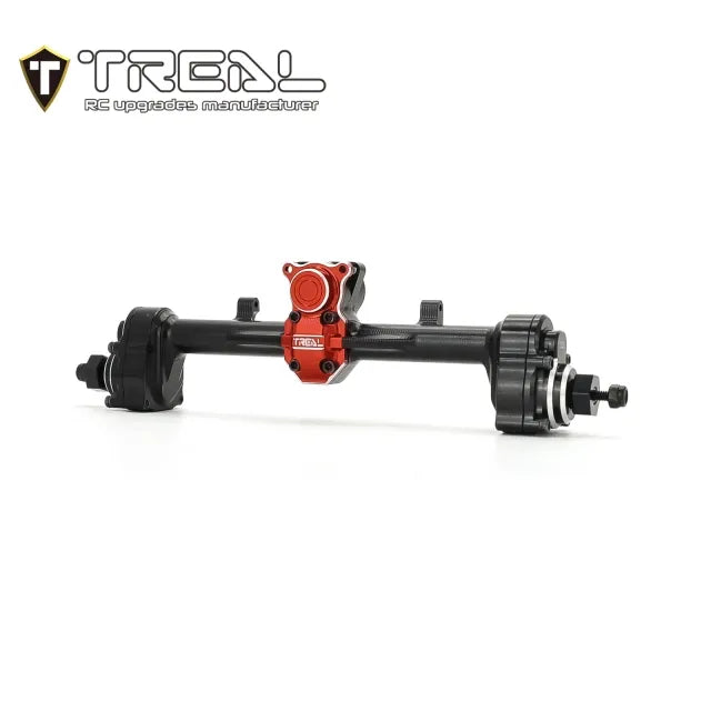 TREAL SCX24 Rear Portal Axles Complete Kit, Aluminum 7075 CNC Machined Axle Housing for Axial 1/24 SCX24 - BLACK - HeliDirect