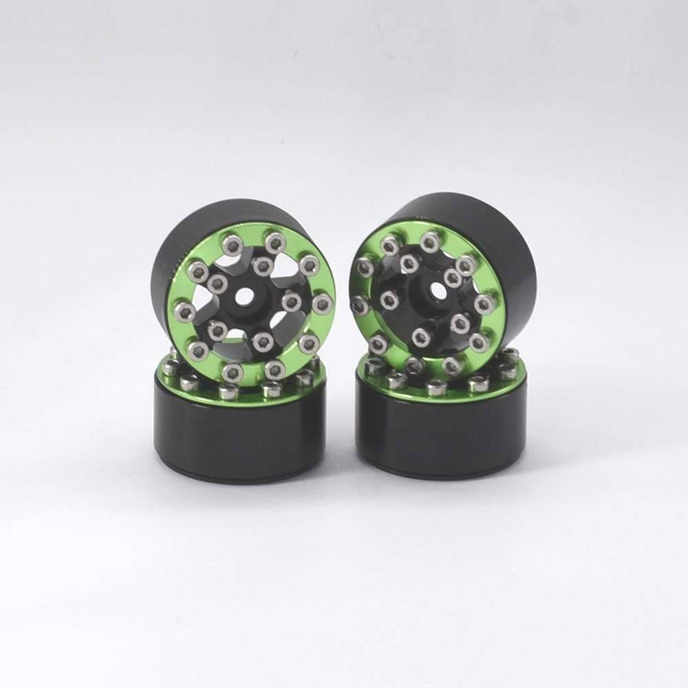 Hobby Details Axial SCX24 CNC Aluminum Screws-Style Beadlock Wheels 4pcs/set Dia 28mm, Height 14.5mm C. Green - HeliDirect