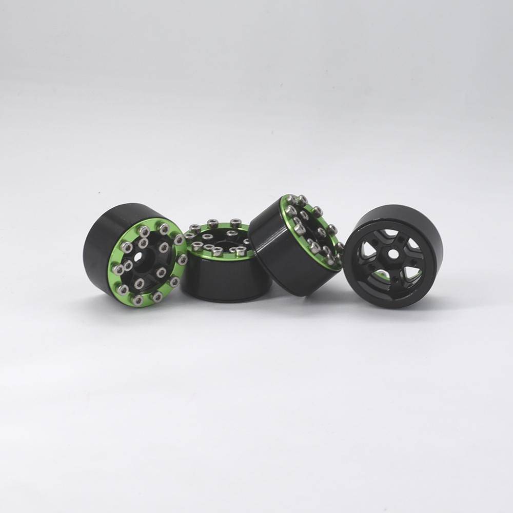 Hobby Details Axial SCX24 CNC Aluminum Screws-Style Beadlock Wheels 4pcs/set Dia 28mm, Height 14.5mm C. Green - HeliDirect