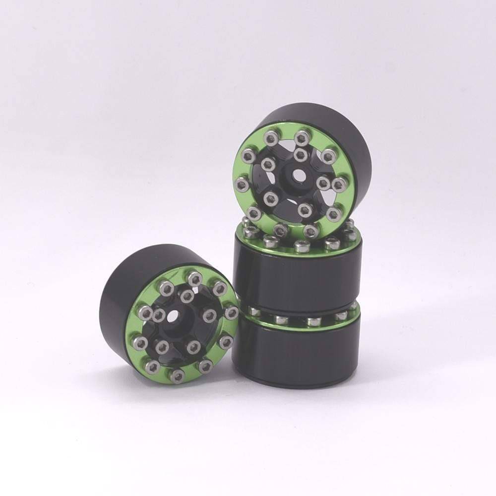 Hobby Details Axial SCX24 CNC Aluminum Screws-Style Beadlock Wheels 4pcs/set Dia 28mm, Height 14.5mm C. Green - HeliDirect
