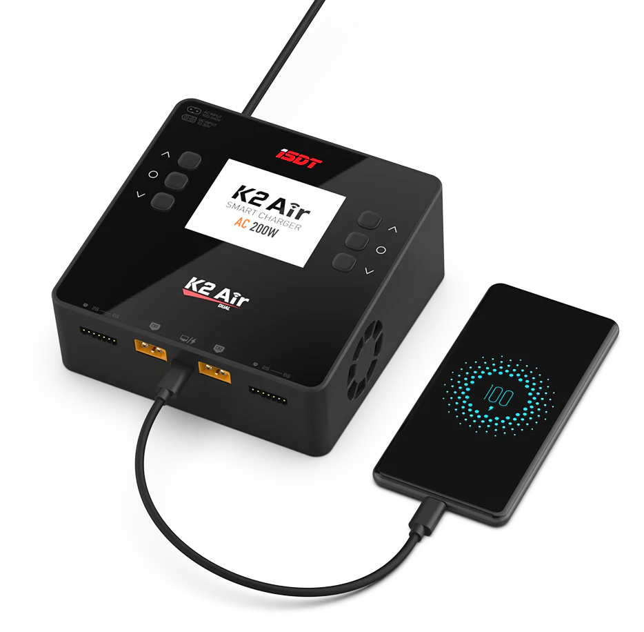 ISDT K2 Air AC 200W DC 1000W 20A Dual Channel Balance Lipo Charger - HeliDirect
