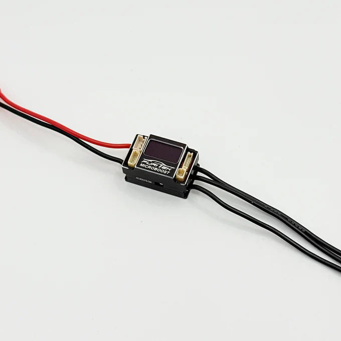 FURITEK MICROBOOST 2S LiPo 25A/50A Brushless ESC for 1/24 & 1/28 Drift/Race Cars - Sensored/Sensorless, Black Color with LCD Display, Solderable and Wire Replaceable