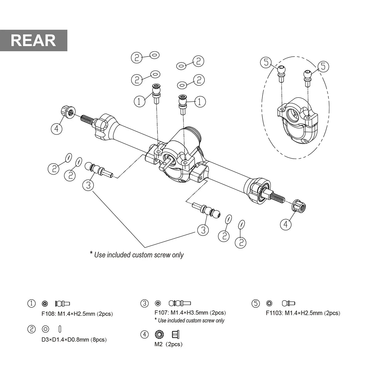 INJORA +3mm Planet Axles with Brass Steering Knuckles for 1/30 SCX30