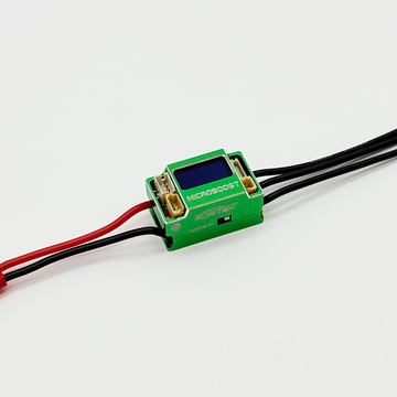 FURITEK MICROBOOST 2S LiPo 25A/50A Brushless ESC for 1/24 & 1/28 Drift/Race Cars - Sensored/Sensorless, Green Color with LCD Display, Solderable and Wire Replaceable