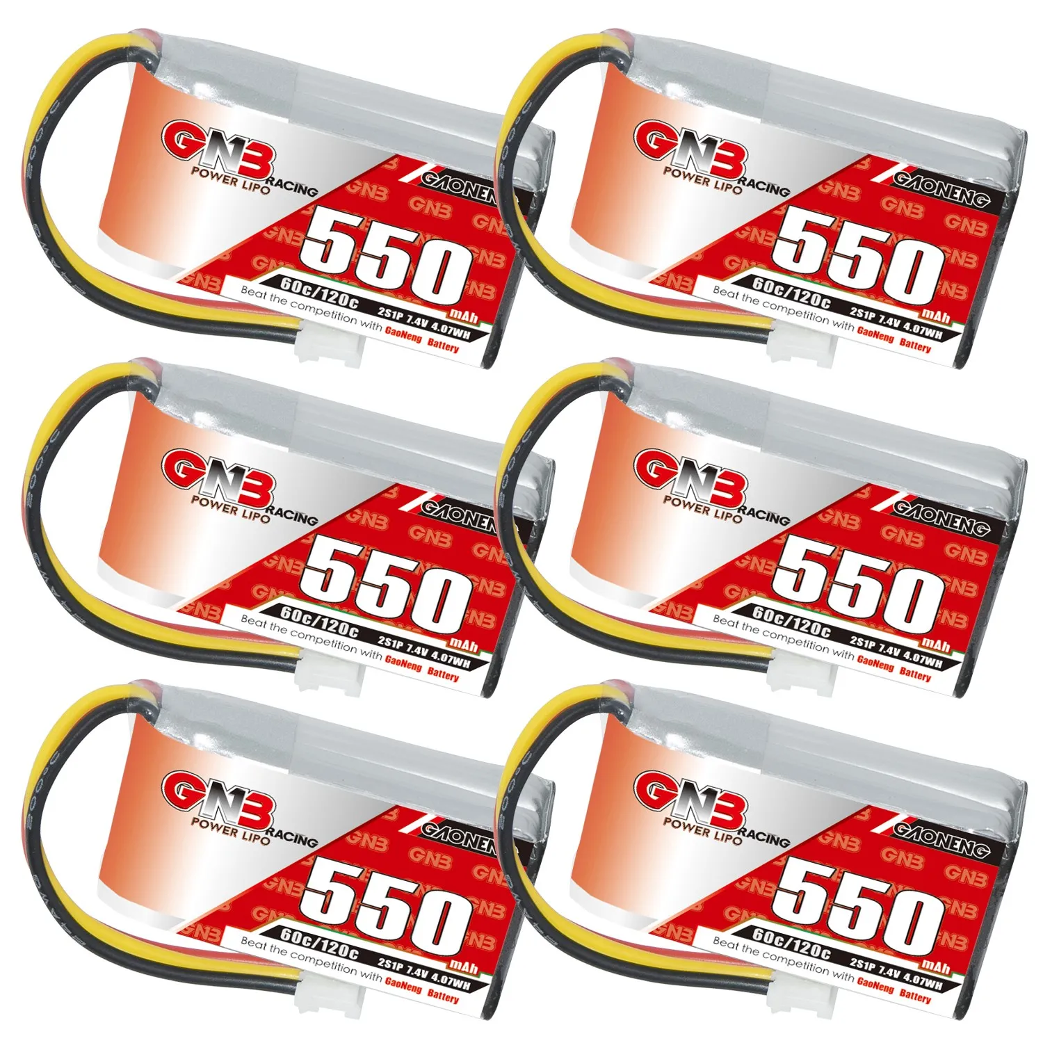 GAONENG GNB 2S 7.4V 550mAh 60C LiPo Battery PH2.0 3Pin Connector