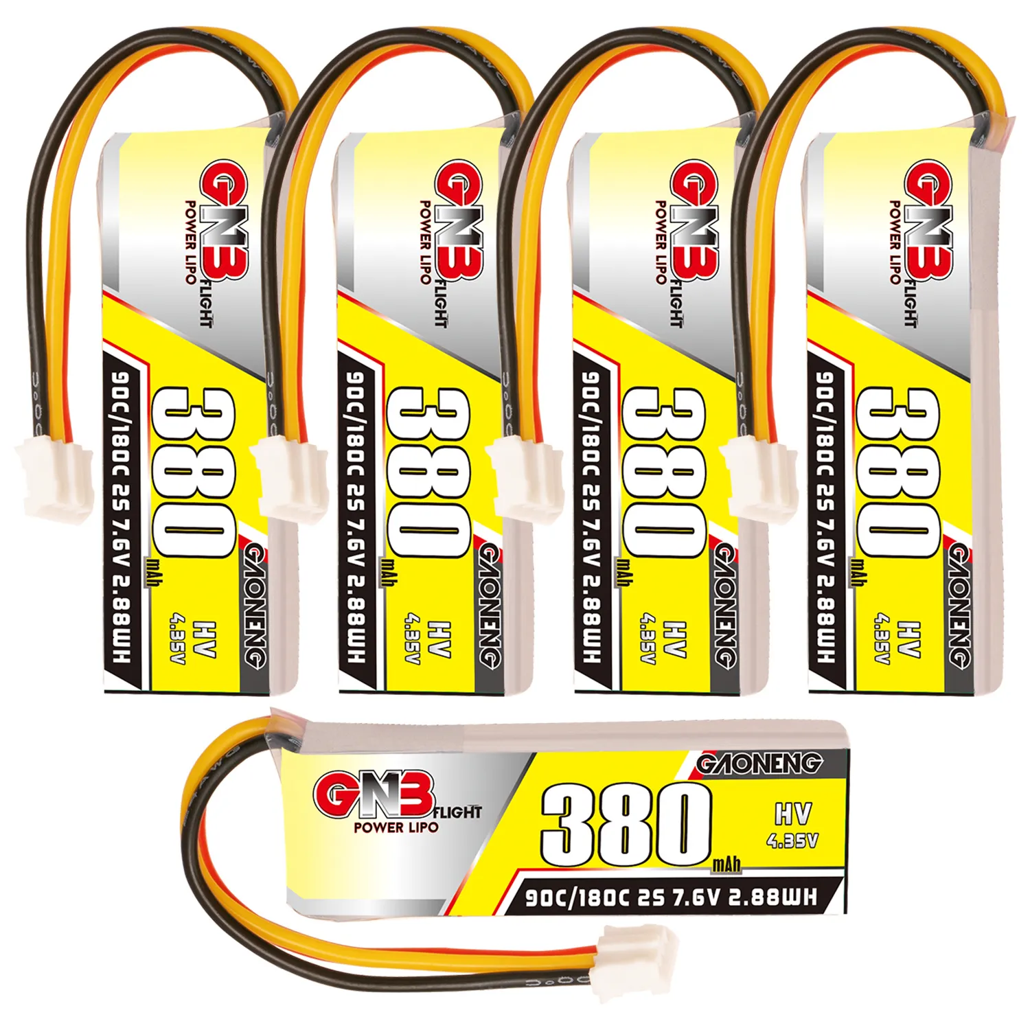 GAONENG GNB LiHV 2S 7.6V 380mAh 90C LiPo Battery PH2.0 3Pin Connector