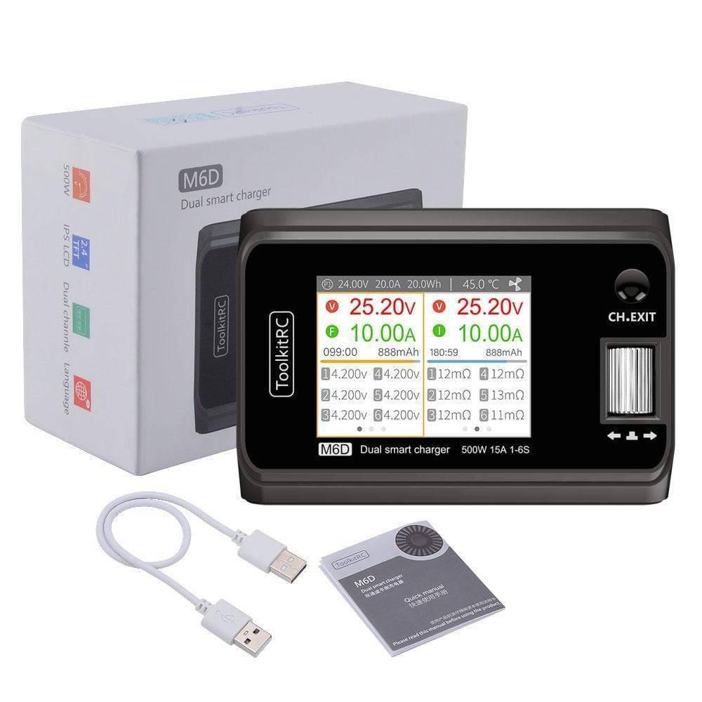 ToolkitRC M6D 500W 15A DC Dual Channel MINI Smart Charger Discharger - HeliDirect