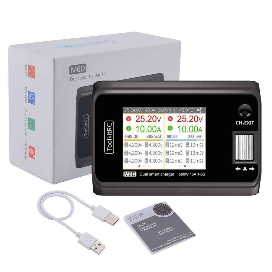 ToolkitRC M6D 500W 15A DC Dual Channel MINI Smart Charger Discharger - HeliDirect